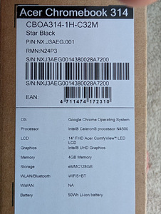 Uus Acer Chromebook 314, 4 GB RAM, 128 GB SSD (3 foto / 6)