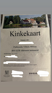 Kinkekaart puhkuseks Vihula mõisas (1 foto / 1)