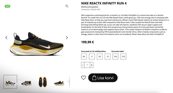 Кроссовки Nike Reactx Infinity Run 4. (Размер ЕС 44,5) (фото #3)