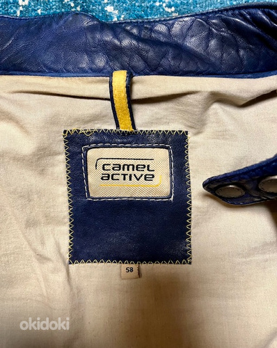 Синяя кожаная куртка Camel / размер 58 / XXXL (фото #4)