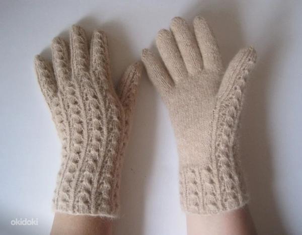 Ручное ажурное вязание шерстяные перчатки (фото #8)