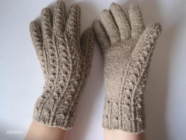 Ручное ажурное вязание шерстяные перчатки (фото #2)