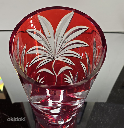 Ваза из двухцветного стекла "Лилия", стекло, ромбовидная оправа (фото #4)