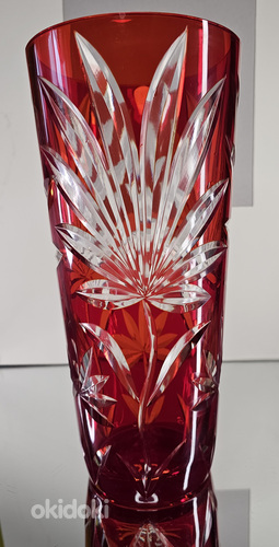 Ваза из двухцветного стекла "Лилия", стекло, ромбовидная оправа (фото #7)