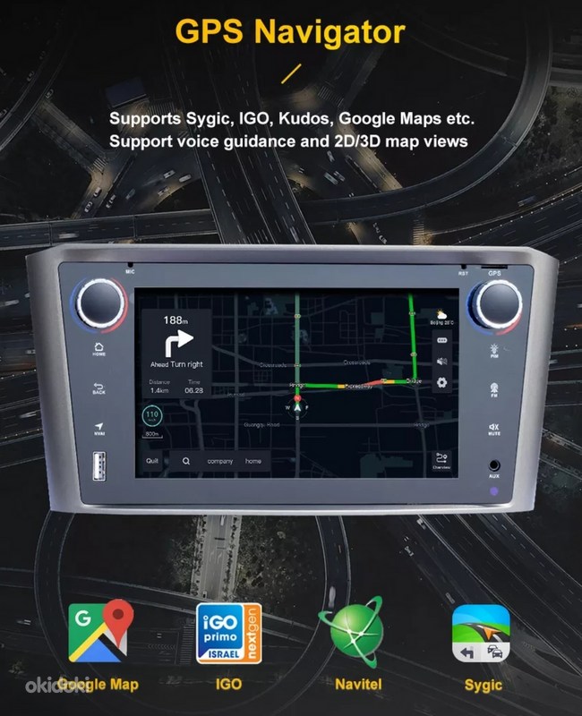 Toyota Avensis T25 Android 11, BT, Navi. 2+16GB. Uus (foto #3)