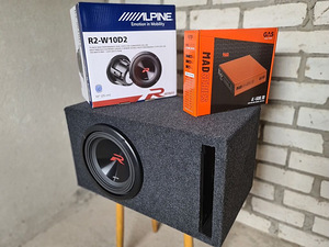 Alpine R-Type 10" 2250W ja monoblock, pult, uus (1 foto / 6)