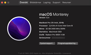 MacBook Pro 15" 2018 - i9/560X/32GB/1TB (3 foto / 3)