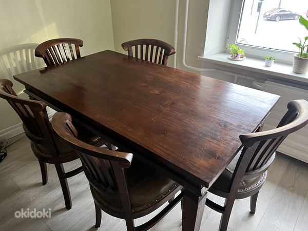 Täispuidust laud ja 7 tooli (foto #1)