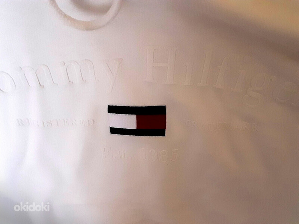 Tommy Hilfigeri meeste valge tikitud logoga dressipluus (foto #6)