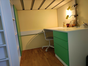 Lastevoodi SMÅSTAD loft-tüüpi, 90x200 cm, valge roheline/kir (2 foto / 7)