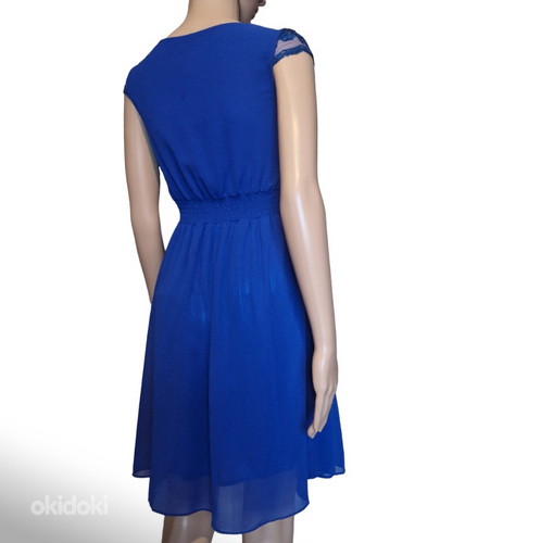 Синее торжественное платье с пайетками и галстуком на размер (фото #3)