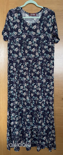 Темно-синее платье макси с цветами M-L (фото #2)