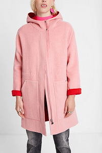Розовое пальто с капюшоном Desigual, размер M