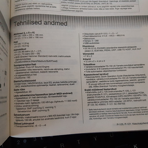 Digiklaver Yamaha P-125 valge koos alusega +pedaal + juhend (1 foto / 5)