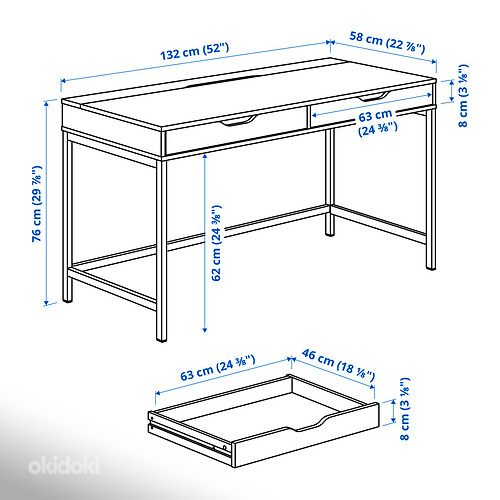 IKEA письменный стол ALEX, 132x58 см, белый. 804.834.38 (фото #9)
