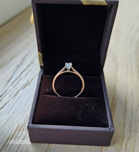 Золотое кольцо с бриллиантом 0,22ct, новое, 585 проба (фото #2)