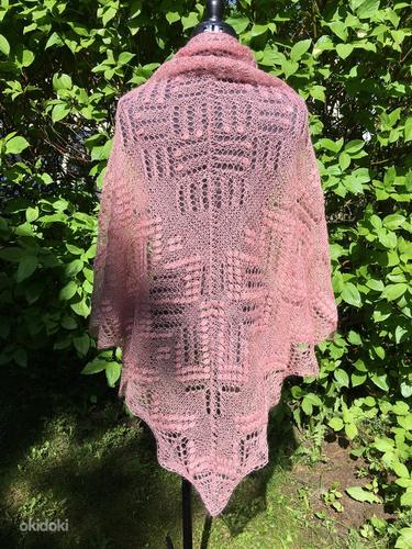 Хаапсалуское полотенце треугольной формы из пряжи старого розового мохера (фото #2)