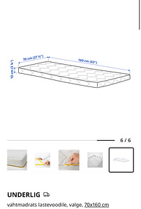 Ikea lastevoodi madrats 70x160 (2 foto / 2)