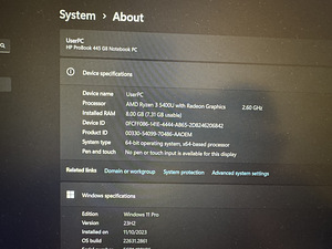 HP ProBook 445 G8 - 14" - RYZEN 5400U - 8 GB RAM - 256 GB (2 foto / 3)