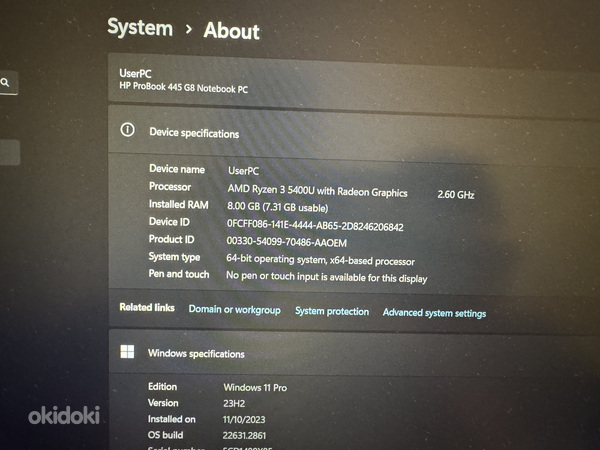HP ProBook 445 G8 - 14" - RYZEN 5400U - 8 GB RAM - 256 GB (foto #2)