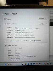 Lenovo Legion 5Ryzen 5 5600H, 16 GB,1000 GB, 15.6, RTX3060 (3 foto / 3)