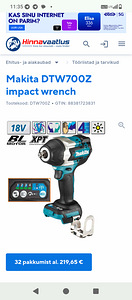 Makita DTW700Z löökmutrikeeraja (2 foto / 3)