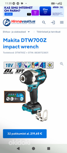 Makita DTW700Z löökmutrikeeraja