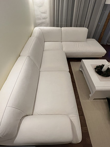 Nurgadiivan valge nahast / white leather corner sofa (3 foto / 4)