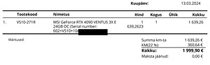 MSI GeForce RTX 4090 VENTUS 3X E 24GB OC (2 foto / 2)