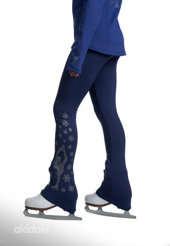 JIV темно-синие брюки для фиг.катания со стразами, размер S (фото #1)