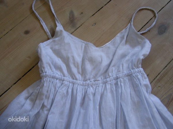 Летнее платье для женщин/девочек белое/синее в полоску (фото #3)