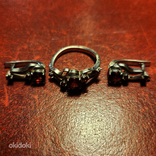 Серьги и кольцо серебро 925 пробы (фото #2)
