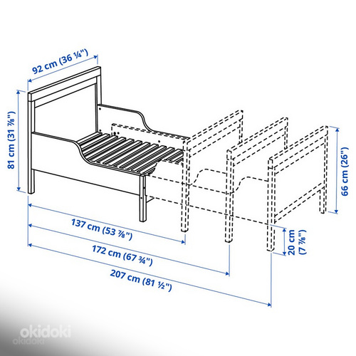 Ikea SUNDVIK voodi koos madratsiga, hall, 80x 200