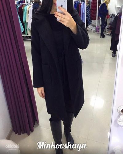 Пальто женское демисезонное (чёрное) (фото #2)
