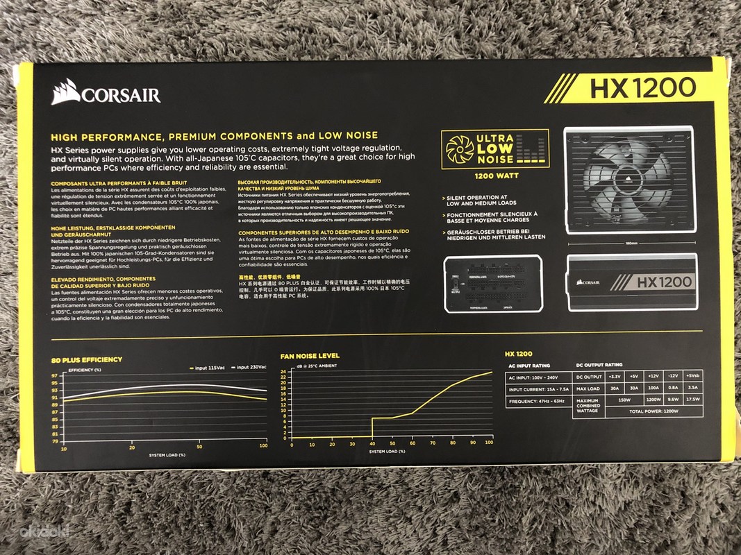 Toiteplokk Corsair HX1200, 1200W 80 Plus Platinum (foto #2)