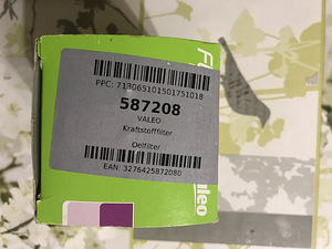 Uus kütuse filter Valeo 587208 (2 foto / 3)