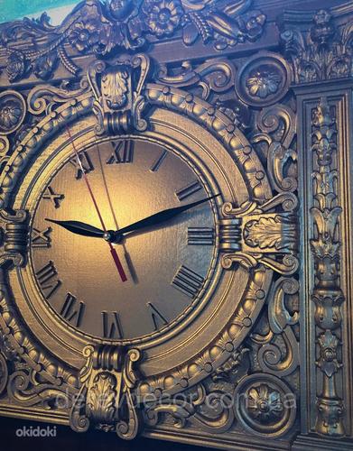 Часы настенные деревянные из дуба 380x380x40мм (цвет золото) (фото #1)