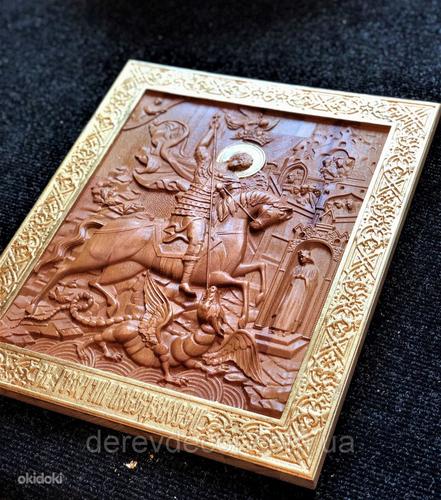 Puidust ikoon on valmistatud pöögist "St. George the Victor (foto #1)