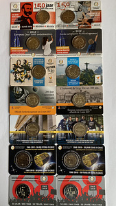 БЕЛЬГИЯ 2 ЕВРО 2005 – 2016 Unc; 2EURO COIN CARD 2014-2025 (2 фото из 8)