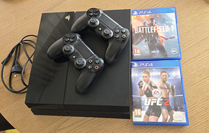 PS4 + 2 pulti + 2 mängu (1 foto / 4)