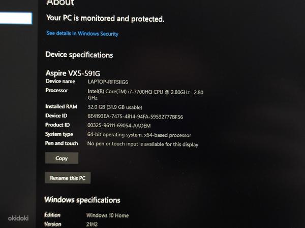 Acer Aspire VX 15 Core i7/32 ГБ/256 ГБ+1 ТБ/1050Ti4 ГБ (фото #6)