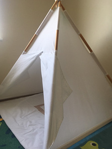 Ruudis tipi telk koos aluskatte ja 2 padjaga (1 foto / 3)