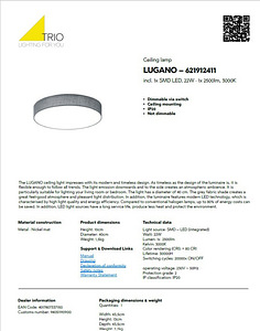Valgust lagi Trio Lugano 621912411, 22 W, 2200 Lm, LED, 3000