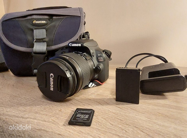 Canon EOS 100D, комплектный объектив 18–55 мм, SD-карта на 3 (фото #1)