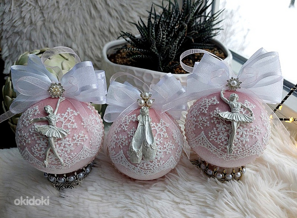 Jõulupallid "roosa ja ballett", käsitsi valmistatud (foto #1)