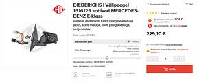W212 MB E-klass vasak küljepeegel (1 foto / 8)