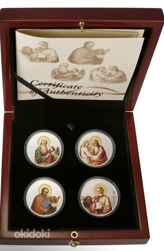 Набор 4 х 1oz серебряных монет "Евангелисты" Ниуэ, 2011 (фото #1)