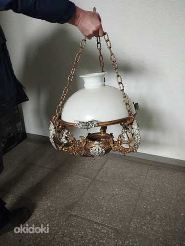 Antiik laelamp originaal klaasplafooniga, vajab restaureerim (foto #1)