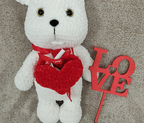Вязанный Медвежон с любовным посланием,подарок на 14 февраля