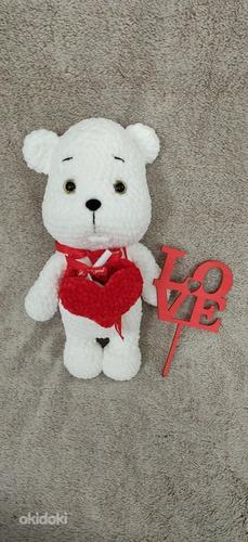 Вязанный Медвежон с любовным посланием,подарок на 14 февраля (фото #1)